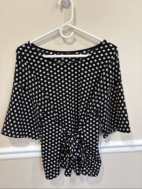 Polka Dot Tie-Front (or the back) Blouse - Black & White